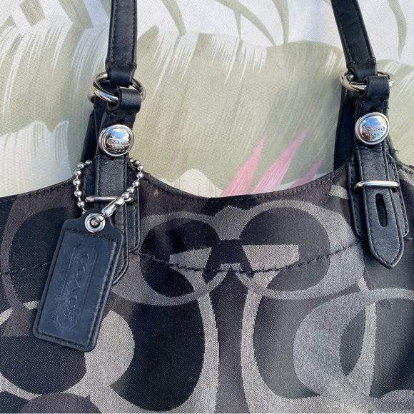 Coach Signature Optic Carly Shoulder Tote Bag black and gray - Picture 8 of 11